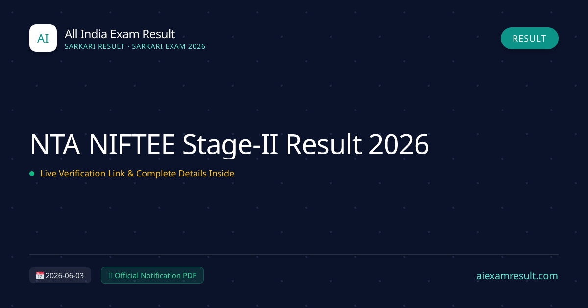 NTA NIFTEE Stage-II Result 2026